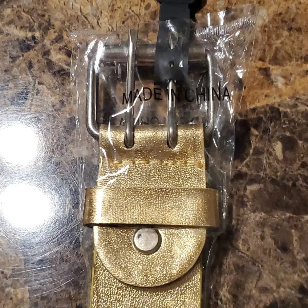 1.5 inch wide gold riveted belt